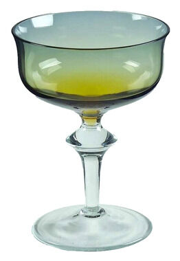 Aurora Amber Champagne Glasses by Denby Clear Knobbed Stem Vintage Blown Glass